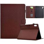 For Lenovo Tab P11 Gen 2 Solid Color Fiber Texture Smart Tablet Leather Case(Brown)