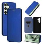 For Samsung Galaxy S24 FE 5G Carbon Fiber Texture Flip Leather Phone Case(Blue)