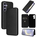 For Samsung Galaxy S25+ 5G Carbon Fiber Texture Flip Leather Phone Case(Black)