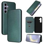 For Samsung Galaxy S25+ 5G Carbon Fiber Texture Flip Leather Phone Case(Green)