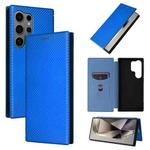 For Samsung Galaxy S25 Ultra 5G Carbon Fiber Texture Flip Leather Phone Case(Blue)
