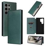 For Samsung Galaxy S25 Ultra 5G Carbon Fiber Texture Flip Leather Phone Case(Green)