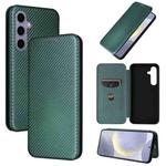 For Samsung Galaxy S25 5G Carbon Fiber Texture Flip Leather Phone Case(Green)