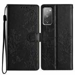 For Samsung Galaxy S20 FE Butterflies and Flowers Leather Phone Case(Black)