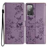 For Samsung Galaxy S20 FE Butterflies and Flowers Leather Phone Case(Purple)