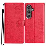 For Samsung Galaxy S24+ 5G Butterflies and Flowers Leather Phone Case(Red)