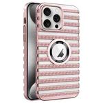 For iPhone 15 Pro Max Cooling Ladder Electroplated Hollow Phone Case(Pink)