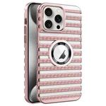 For iPhone 15 Pro Cooling Ladder Electroplated Hollow Phone Case(Pink)