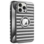 For iPhone 15 Pro Cooling Ladder Electroplated Hollow Phone Case(Black)