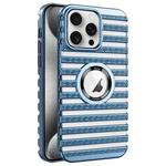 For iPhone 15 Pro Cooling Ladder Electroplated Hollow Phone Case(Blue)