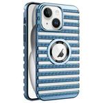 For iPhone 15 Plus Cooling Ladder Electroplated Hollow Phone Case(Blue)