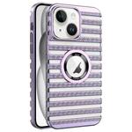 For iPhone 15 Plus Cooling Ladder Electroplated Hollow Phone Case(Purple)