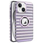 For iPhone 15 Cooling Ladder Electroplated Hollow Phone Case(Purple)