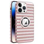 For iPhone 14 Pro Cooling Ladder Electroplated Hollow Phone Case(Pink)