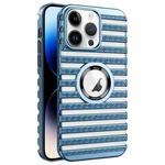 For iPhone 14 Pro Cooling Ladder Electroplated Hollow Phone Case(Blue)