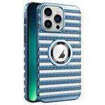 For iPhone 13 Pro Max Cooling Ladder Electroplated Hollow Phone Case(Blue)