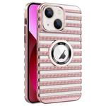 For iPhone 13 Cooling Ladder Electroplated Hollow Phone Case(Pink)