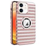 For iPhone 12 Cooling Ladder Electroplated Hollow Phone Case(Pink)