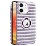 For iPhone 12 Cooling Ladder Electroplated Hollow Phone Case(Purple)