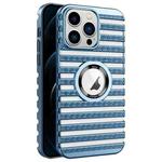 For iPhone 12 Pro Max Cooling Ladder Electroplated Hollow Phone Case(Blue)