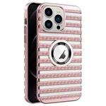 For iPhone 12 Pro Cooling Ladder Electroplated Hollow Phone Case(Pink)