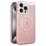 For iPhone 15 Pro Max Hollow Cooling MagSafe Phone Case(Rose Gold)