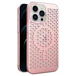 For iPhone 12 Pro Max Hollow Cooling MagSafe Phone Case(Rose Gold)