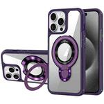 For iPhone 15 Pro MagSafe Acrylic Hybrid TPU Phone Case with Holder(Purple)