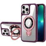 For iPhone 13 Pro Max MagSafe Acrylic Hybrid TPU Phone Case with Holder(Wine Red)