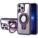 For iPhone 13 Pro MagSafe Acrylic Hybrid TPU Phone Case with Holder(Purple)