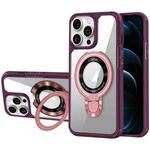 For iPhone 12 Pro Max MagSafe Acrylic Hybrid TPU Phone Case with Holder(Wine Red)