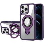 For iPhone 12 Pro Max MagSafe Acrylic Hybrid TPU Phone Case with Holder(Purple)