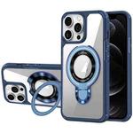 For iPhone 12 Pro MagSafe Acrylic Hybrid TPU Phone Case with Holder(Royal Blue)