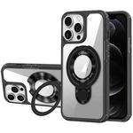 For iPhone 12 Pro MagSafe Acrylic Hybrid TPU Phone Case with Holder(Black)