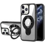 For iPhone 11 Pro Max MagSafe Acrylic Hybrid TPU Phone Case with Holder(Black)