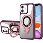For iPhone 11 MagSafe Acrylic Hybrid TPU Phone Case with Holder(Wine Red)
