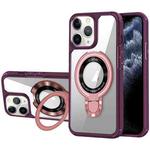 For iPhone 11 Pro MagSafe Acrylic Hybrid TPU Phone Case with Holder(Wine Red)