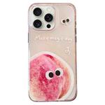 For iPhone 15 Pro Max Fruit Pattern PC + TPU Transparent Phone Case(Pink Peach)