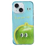 For iPhone 13 Fruit Pattern PC + TPU Transparent Phone Case(Green Apple)