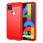 For Google Pixel 4a Carbon Fiber Brushed Texture TPU Phone Case(Red)