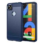 For Google Pixel 4a Brushed Texture Carbon Fiber TPU Phone Case(Blue)