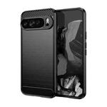 For Google Pixel 9 Pro XL Brushed Texture Carbon Fiber TPU Phone Case(Black)