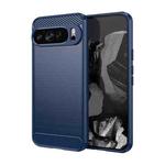 For Google Pixel 9 Pro XL Brushed Texture Carbon Fiber TPU Phone Case(Blue)