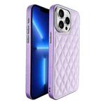 For iPhone 13 Pro Plaid Series 9D Electroplated Phone Case(Purple)