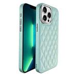 For iPhone 13 Pro Max Plaid Series 9D Electroplated Phone Case(Cyan-blue)