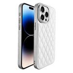 For iPhone 14 Pro Max Plaid Series 9D Electroplated Phone Case(Titanium Silver)