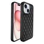 For iPhone 15 Plaid Series 9D Electroplated Phone Case(Titanium Black)