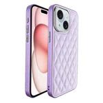 For iPhone 15 Plaid Series 9D Electroplated Phone Case(Purple)