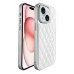 For iPhone 15 Plus Plaid Series 9D Electroplated Phone Case(Titanium Silver)