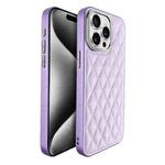 For iPhone 15 Pro Plaid Series 9D Electroplated Phone Case(Purple)